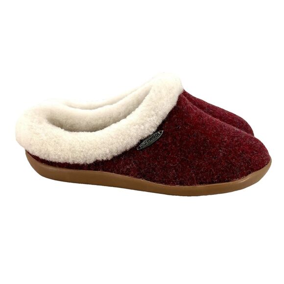 Cosyfeet Women's Mule Slippers Donna Sheepskin US 6 Extra Wide 6E Ruby No Insole - Picture 2 of 9